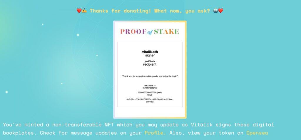 Gitcoin上如何捐赠ETH？获取V神新书《Proof of Stake》及NFT教程-第4张图片-芝麻交易所下载