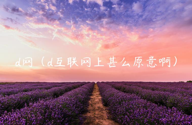 d网（d互联网上甚么原意啊）-第1张图片-芝麻交易所下载