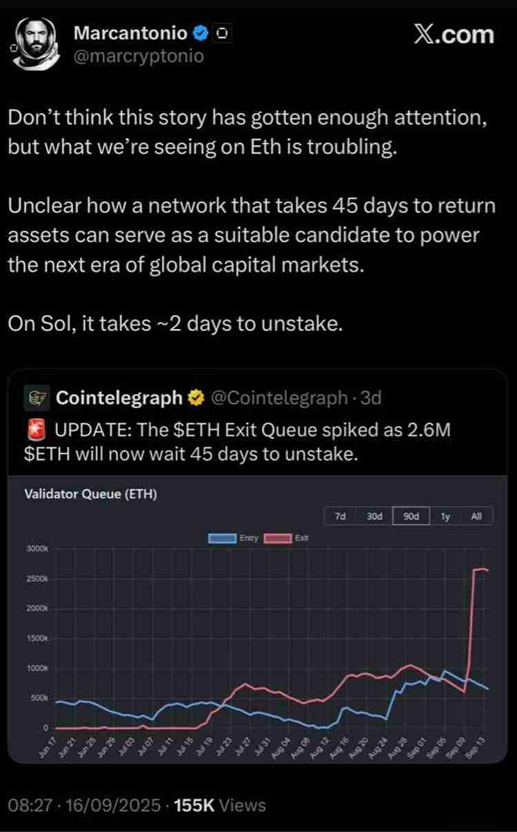V神为以太坊（ETH）退出队列辩护，Galaxy Digital为何删除争议帖子？