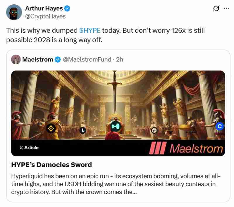 Maelstrom警告HYPE代币面临119亿解锁压力的原因解读