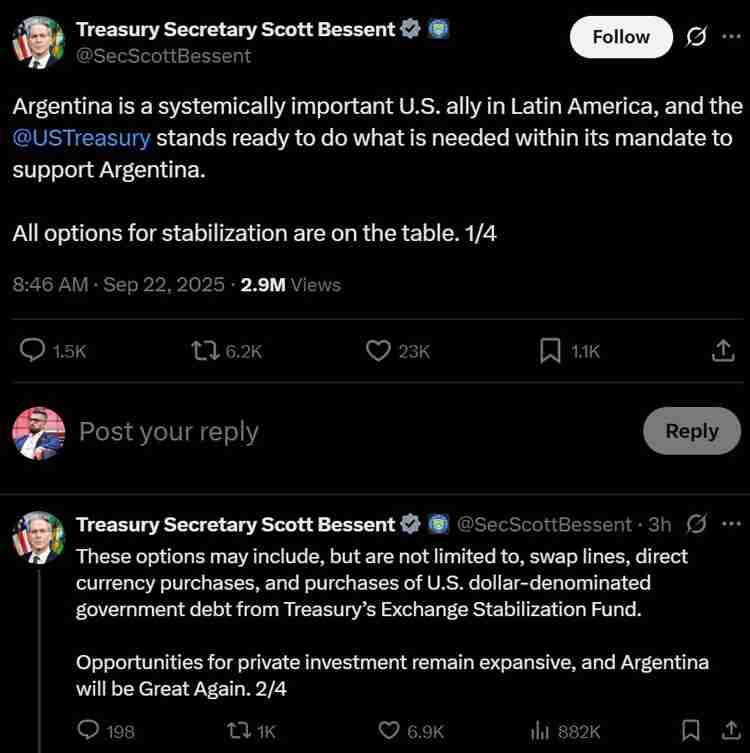 比索自由落体式下跌 —— 美国对阿根廷的援助遭比特币（BTC）支持者质疑原因解读