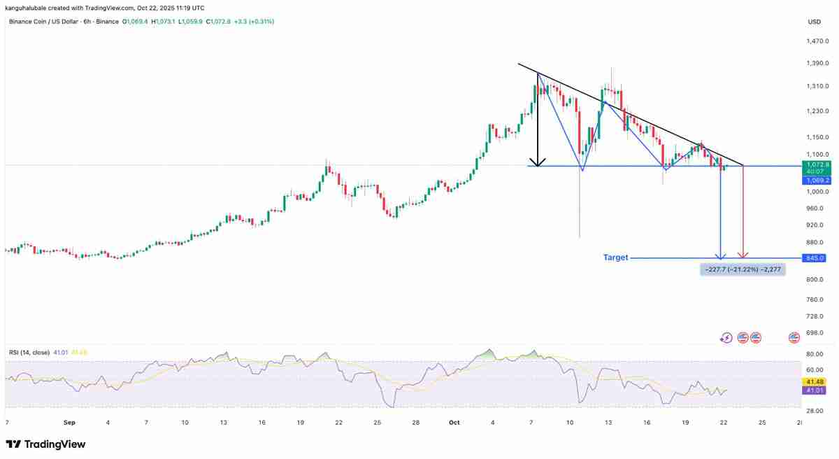 币安币（BNB）价格分析：为什么多头必须守住1000美元？一文了解