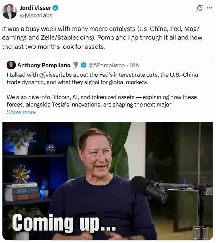 华尔街资深人士Jordi Visser分析：比特币（BTC）正迎来IPO阶段