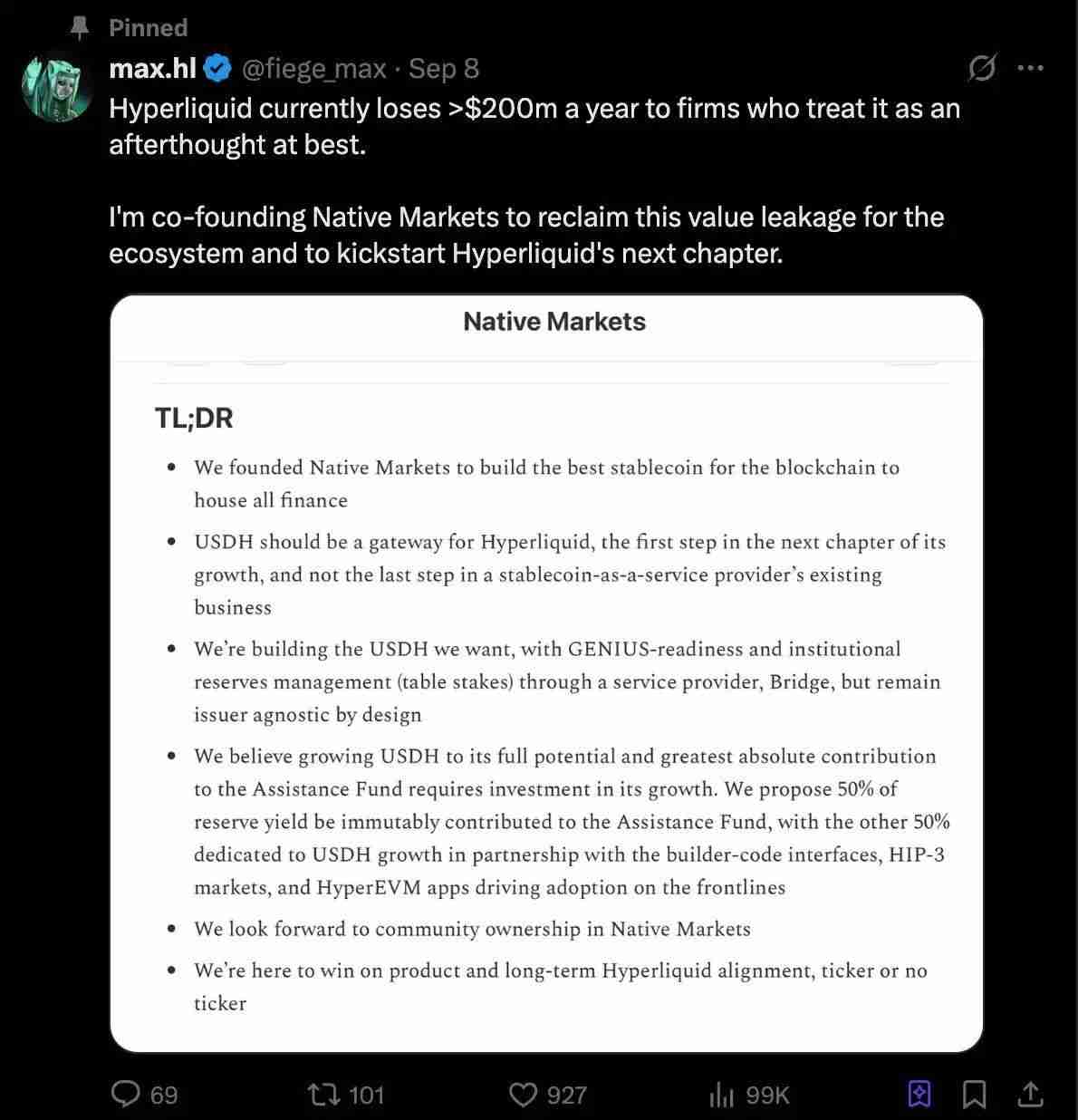 Hyperliquid稳定币即将落锤:新团队Native Markets为何能斩获USDH?