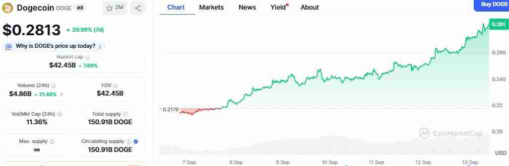 DOGE价格飙升30%详细分析: 狗狗币ETF的推出是否推动了反弹?